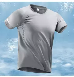 Imagem do CHRLCK-Camiseta masculina de corrida, seda gelo, top fino, secagem rápida, mang