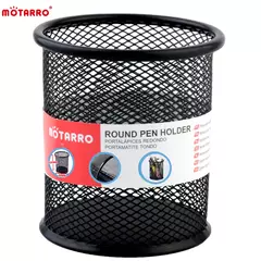 MOTINO-Porta Lápis para Mesa de Escritório, Malha De Metal, Quadrado, Pote De Caneta Redonda, Caso Do Copo, Recipiente, Organizador, Durável, 1Pc na internet