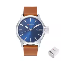 Curren-Relógio Quartz Masculino, Azul, Simples, Negócios, Marrom, Pulseira de Couro, Display Analógico, Relógios de Pulso Masculino, Presente Relógio, Moda, 8208 na internet