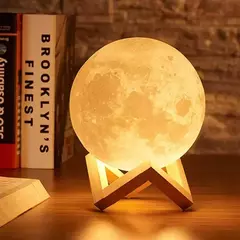 Bateria Powered LED Moon Lamp Com Suporte, Starry Night Light, Decoração do quarto, Kids Gift, 8cm na internet