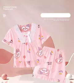 Pijama infantil para desenhos animados, roupas esportivas casuais, roupas para casa, camiseta estampada, kuromi, novo, verão - loja online