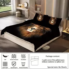 Conjunto do fundamento macio e confortável, 3-Piece Set, Padrão Leão Impresso, Queen, King, cama de casal, Quarto, quarto, Hotel, Adultos - comprar online