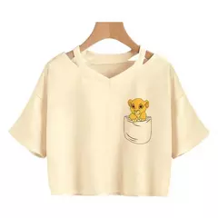 Disney o rei leão colheita topo t camisa recortada harajuku camiseta hakuna matata tshirt feminino topo t roupas femininas - comprar online