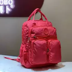 Mochila de nylon impermeável com zíper para mulheres, bolsa de laptop multi-bolso, alça macia, sólida, viagem, fêmea, moda na internet