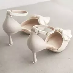 Salto médio sapatos femininos tendência dedo do pé apontado borboleta stilettos elegante vestido casamentos festa de noiva branco designer - comprar online