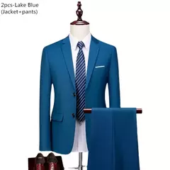 Terno de casamento fino com três peças para homens, conjuntos monocromáticos de negócios e escritório, blazer grande, calça e colete, moda luxo na internet