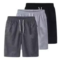 Shorts com cordão masculino, calção com cordão, calças curtas de praia, verão calças finas, moletom solto com zíper, esportes - loja online