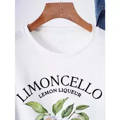 Imagem do Camiseta feminina estampada em frutas com letras, gola redonda, manga curta, casual, tendência da moda street, plus size, verão