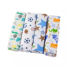 Cobertor de fraldas de flanela supermacio do bebê, Envoltório recém-nascido, 100% algodão, Swaddle impressão, 76x76cm, 4Pc Pack - comprar online