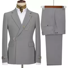 Blazer e calça masculina com lapela entalhada, fantasia justa, roupa de casamento, design italiano, festa, 2 peças, 2024 na internet