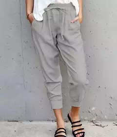 Calça monocromática slim fit para mulher, com renda simples, cintura alta, slim fit, casual, novo estilo, transfronteiriço, verão - comprar online