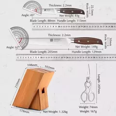 Imagem do XINZUO-Profissional Conjunto De Facas De Cozinha Completo, Alemão 1.4116 Conjuntos De Facas De Aço Inoxidável, Melhor Ferramenta De Fatiamento De Cozinha, 7 PCs