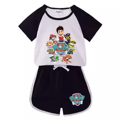 Boys Paw Patrol T-shirt manga curta Top e Shorts Set, bebê meninos roupas, roupas dos desenhos animados, terno verão, novo conjunto infantil, 2022, 2pcs - Wolf Magazine