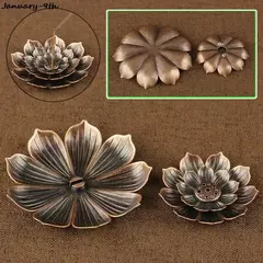 Liga Incenso Vara Titular, Linha Lotus Incenso Queimador, Yoga Sábio, Sândalo Bobina Base, Bronze Artesanato, Home Decor, Presente de Natal, 3 em 1 - comprar online