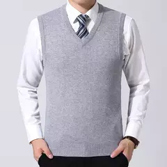 Colete casual de suéter quente masculino, colete confortável, outono e inverno