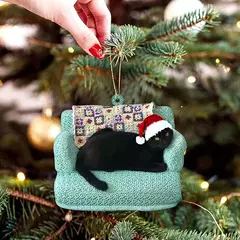 Pingente De Natal De Acrílico Gato Preto, Xmas Tree Hanging Animal Ornamentos, Decoração De Festa De Casa, Casamento, Ano Novo - loja online