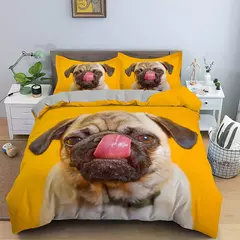 Animal Pet Duvet Cover Set para crianças, cão bonito Hugging, Donut Bedding Set, Consolador de cão 3D, Soft Polyester Quilt Cover, 3pcs - comprar online