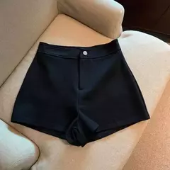 Imagem do Shorts pretos apertados de cintura alta de emagrecimento linha A feminino, estilo coreano, elástico, calça quente, alta elasticidade, primavera, 2022