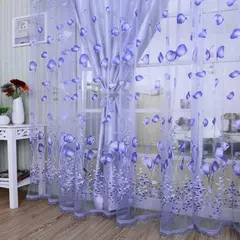 Tule Floral em Cortinas Puras, Tratamento Janela, Painel Persianas, Sala de estar, Quarto, Cozinha, Sombra, Roxo, Peônia