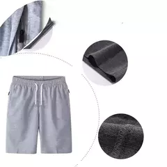 Shorts com cordão masculino, calção com cordão, calças curtas de praia, verão calças finas, moletom solto com zíper, esportes - Wolf Magazine