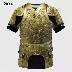 Camiseta de herói medieval masculina, impressão 3D armadura, manga curta, top design, nova moda, verão - Wolf Magazine