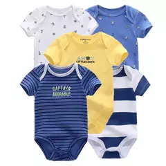 Kiddiezoom-Bodysuits de manga curta recém-nascidos, 100% algodão, infantil Onesies, moda, menino, menina, bebê, 5 pcs por lote - comprar online