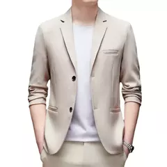 Jaqueta justa de manga comprida masculina, terno de negócios, blazers casuais, gola de casaco, terno diário, 3 cores opcionais, nova para primavera e outono - Wolf Magazine