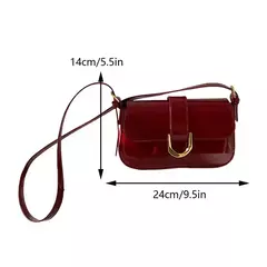 Retro couro de patente bolsa de ombro para mulheres luxo aleta crossbody saco cor sólida axilas saco vermelho crossbody bolsa senhora - loja online