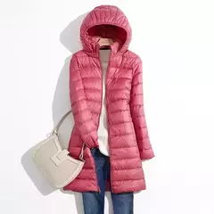 Casaco Puffer Longo Embalável Ultra Leve para Mulheres, Casaco Fino Coreano com Capuz, Feminino, Plus Size, 5XL, 6XL, 7XL, Outono, Inverno - comprar online