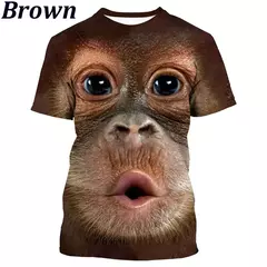 Homens e mulheres engraçados gorila e macaco camiseta estampada em 3D, tops casuais de manga curta, camisa animal, verão, nova moda imita