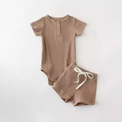 2 pçs verão bebê menino conjuntos de roupas manga curta bodysuit + shorts moda roupas de bebê recém-nascido - comprar online