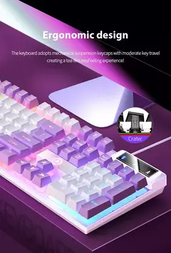 K500 teclado para jogos com fio sensação mecânica laptop desktops pc computador acessórios de escritório 104 teclas teclados com luz de fundo rgb - comprar online