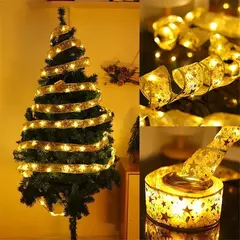 LED Ribbon Fairy Lights para Natal, enfeites de árvore de Natal, decoração, DIY Bows, String Light, Ano Novo, 2025, 2025 - comprar online