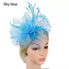 Chapéu Fascinator para Mulheres, Tea Party Headband, Coquetel De Casamento Malha, Penas De Flores, Grampo De Cabelo na internet