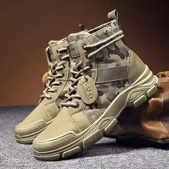 Botas de deserto masculinas de cano alto, botas casuais masculinas, sapatos de treino masculinos confortáveis, tendência estilo britânico, moda ao ar livre, 2024 - comprar online