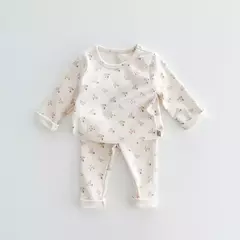 Conjunto de pijama de algodão puro para crianças, terno de pijama infantil, loungewear para meninos e meninas, 1-6 anos