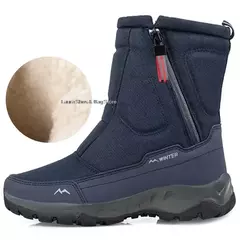 Botas de neve com zíper lateral de pelúcia masculina, botas impermeáveis ao ar livre, antiderrapantes, quentes, moda, caminhada, inverno - comprar online