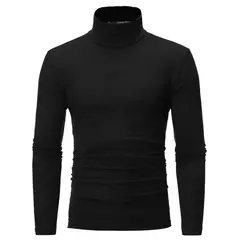 Pulôver elástico de gola alta para homens, roupa íntima fina, blusa de tricô fina, camiseta base, cor sólida, primavera, outono - comprar online