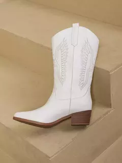 Imagem do Botas de joelho altas bordadas para mulheres, Salto cunha, Sapatos de inverno, New Trend, Branco, Vermelho, Rosa, 2024