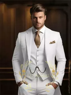 Ternos de casamento casuais para homens, feitos sob medida, jaqueta, colete, calças, sparking formal do noivo, lapela pontudo, traje de 3 peças na internet