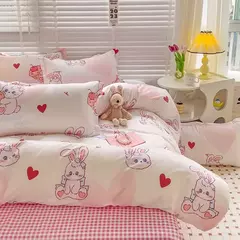 Imagem do Conjunto de lençol impresso bonito para crianças, estilo cartoon, conjunto de cama respirável, cama King e Queen durável