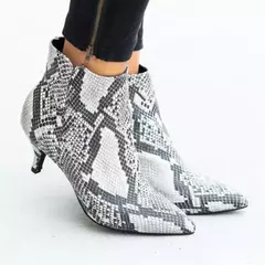 Ankle boot stiletto para mulheres, zíper lateral, salto médio, estampa leopardo, tamanho grande, bota de moda, primavera, outono, 2021 na internet