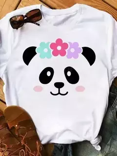 Maycaur-camiseta de manga curta para mulher, top solto com estampa de panda fofa, casual e solta, verão