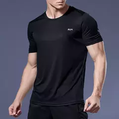 Manga Curta Masculina Esporte T-Shirt, Camiseta de Corrida Rápida, Camisa de Fitness Respirável, Top De Seda De Gelo, Camisas De Futebol De Ginásio, Roupas Masculinas - comprar online