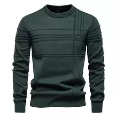 Imagem do AIOPESON Mens Crewneck Pullover Sweater Knitted Cotton Stripped Quality Autumn Winter Warm Sweaters for Men