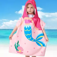 Baby Cartoon Printing Bathrobe, Unicorn Beach Towel, Boy, Shark, Dinosaur, Kids Hooded Cape, Children Bath Item, Girls