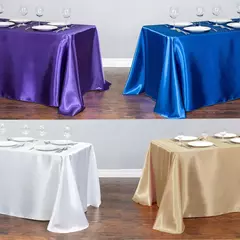 Monocromática Toalha De Mesa De Cetim, Cobertura De Mesa, Toalha De Mesa, Sobreposição, Aniversário, Casamento, Banquete, Restaurante, Festival, Fornecimento De Festa na internet