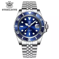 Imagem do STEELDIVE-Relógio Automático Masculino, Relógios de Mergulho, Moldura Cerâmica Verde, Vidro Sapphire, Mostrador Preto, 300m Impermeável, SD1953