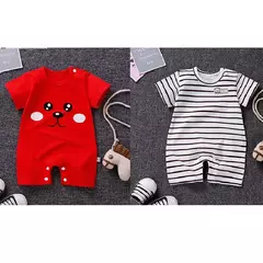 Bodysuit de manga curta recém-nascido macacão de bebê, roupas de verão, meninas infantis, macacões infantis, crianças, listras, algodão, 1 pc, 0-2 anos - Wolf Magazine