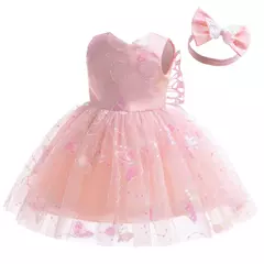 Lzh-vestido de princesa com asa borboleta lantejoulas e bandana para meninas de 0 a 5 anos, 2 partes - Wolf Magazine